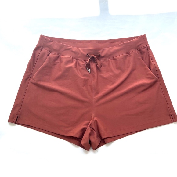 Old Navy Shorts High Rise Go Dry PowerSoft Drawstring Waist Size XL Rust - Picture 1 of 5